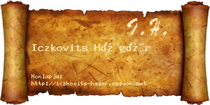 Iczkovits Hágár névjegykártya